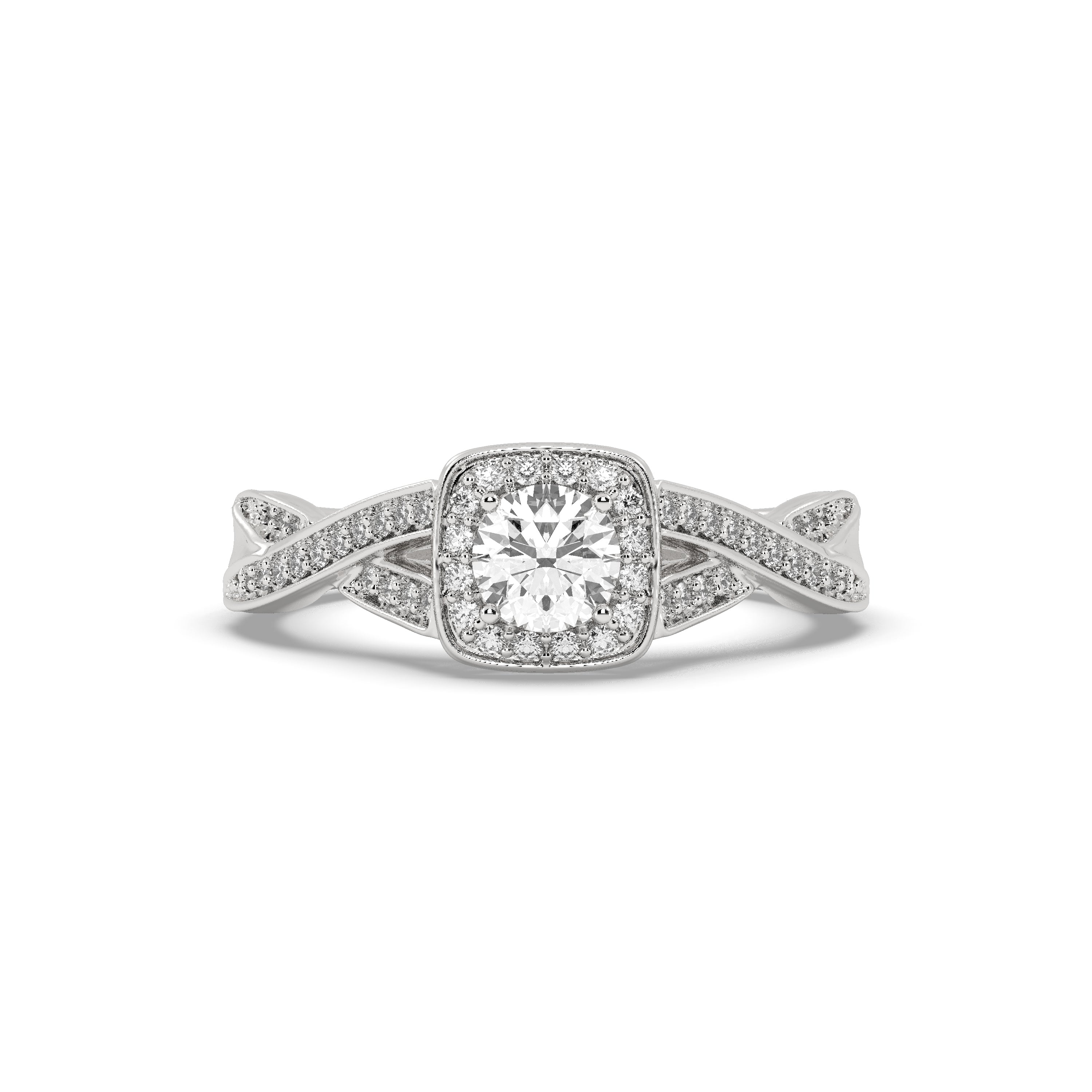 White Gold Studded 0.954 Carat Lab Grown Diamond Ring-E Color VS2 Clarity.